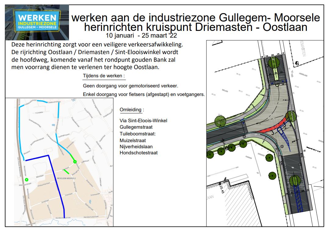 Werken industriezone Gullegem-Moorsele : update januari 2022!